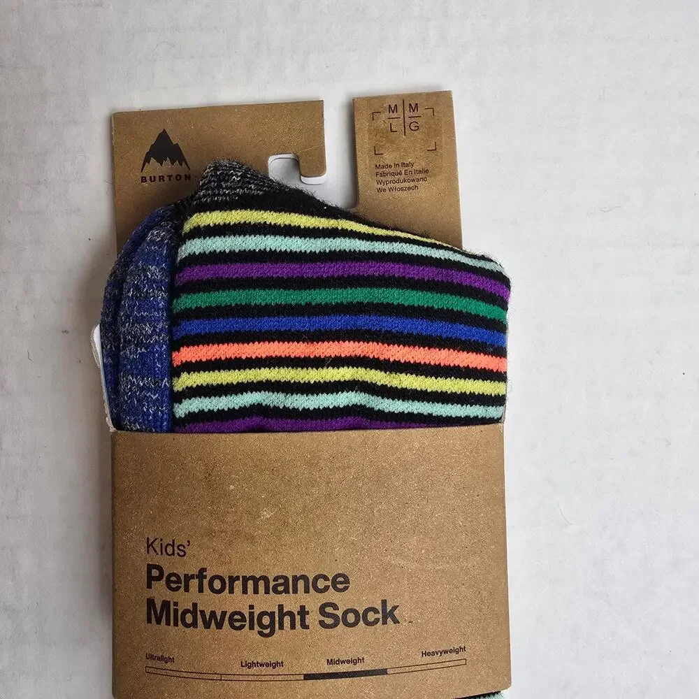 Burton Kids Sz M/L (2-4) Performance Midweight Merino Wool Socks Mini Stripe
